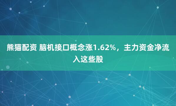 熊猫配资 脑机接口概念涨1.62%，主力资金净流入这些股