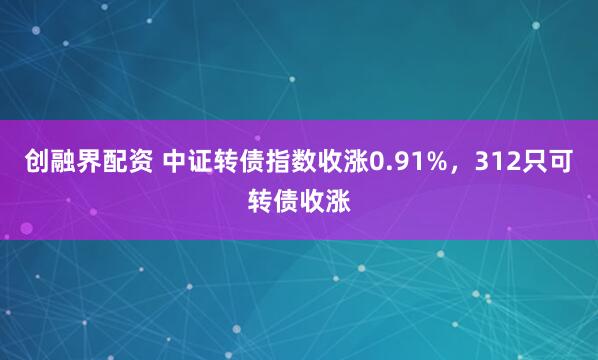 创融界配资 中证转债指数收涨0.91%，312只可转债收涨